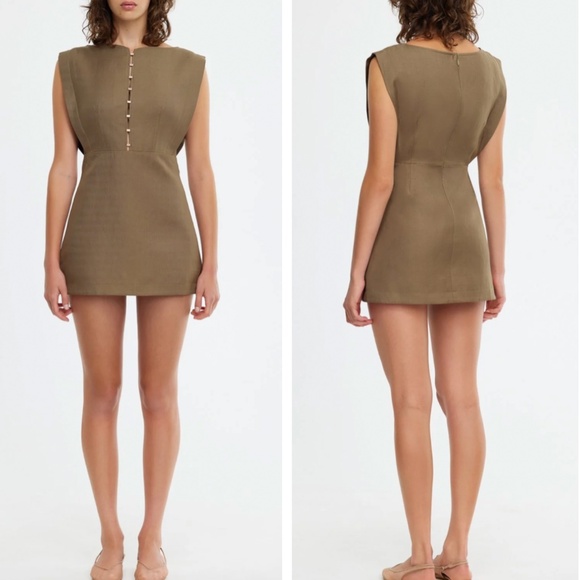knee length dresses for ladies Oake One Shoulder Mini Dress in Ivory – Acler main image 1